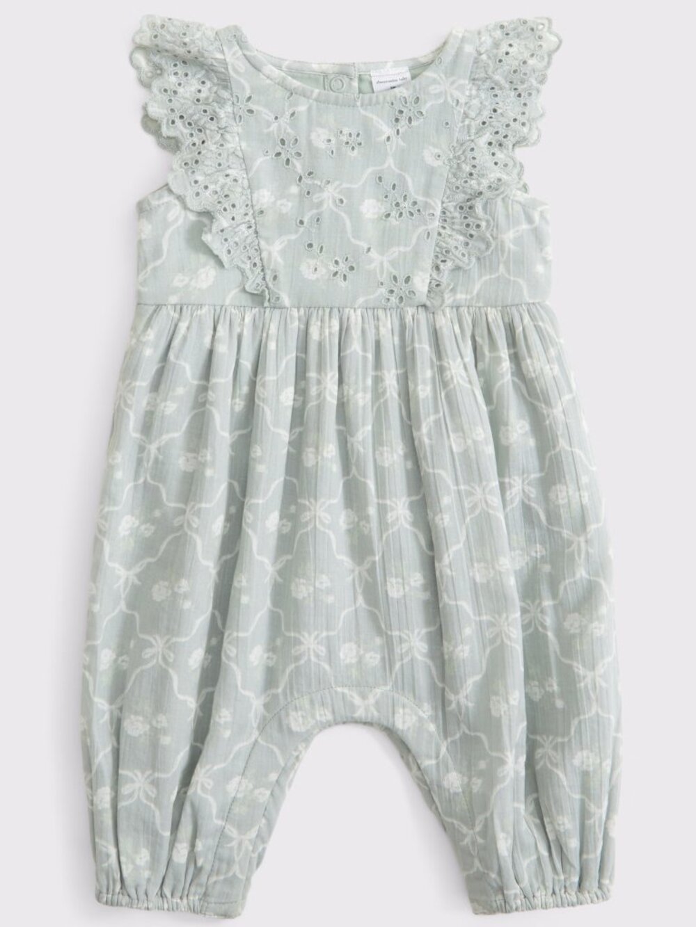 Adorable Abercrombie Kids Embroidered baby flutter sleeve eyelet jumpsuit NWT